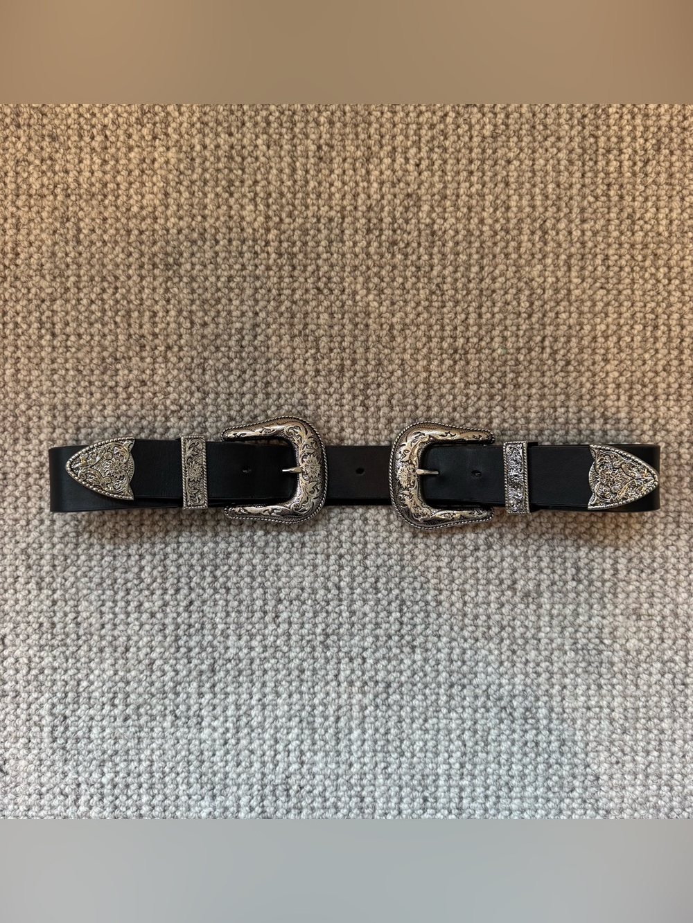 B-Low the Belt Bri Bri black and silver western waist belt - M